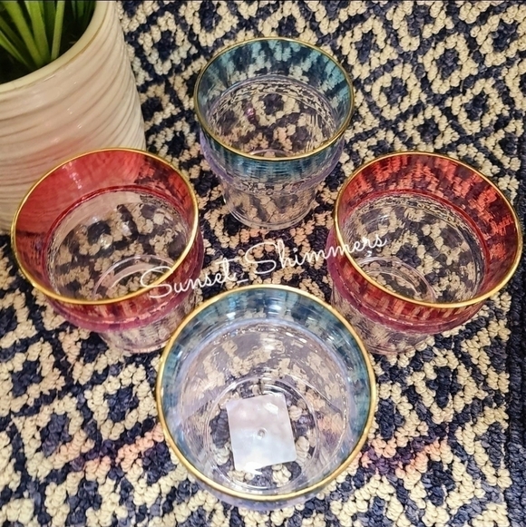 8 Nautica Outdoor Indoor Acrylic Gold Rimmed 4th of July Patriotic Drink Glasses - Picture 3 of 8